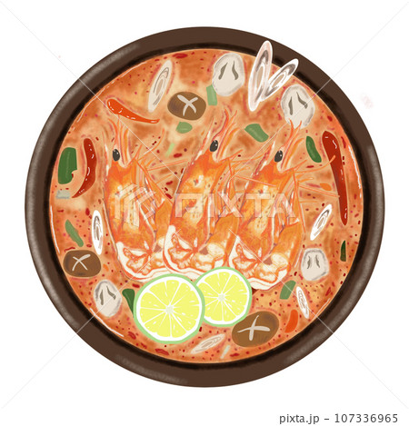 Tom yum kung Thai spicy shrimp soup 107336965