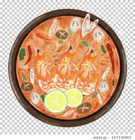 Tom yum kung Thai spicy shrimp soup 107336965