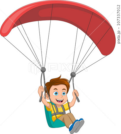 cute boy playing paragliding cartoon cute boy playing paragliding cartoon 107337012