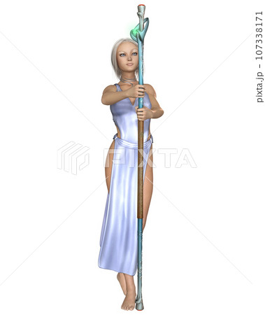 Light Mage with Magic Staff 107338171