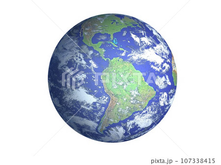 南米　中南米他　地図風　くっきり地球　白バック(3DCGイメージ) 107338415