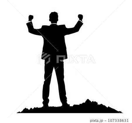 Businessman Standing in Mountain with raising hand, successful concept, business success 107338631
