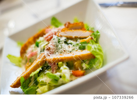 Caesar salad on a plate 107339266