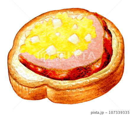 クリスマスのオードブル　フランスパンのカナッペの色鉛筆画 107339335