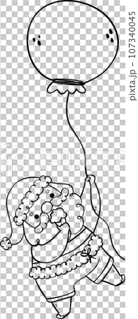Cute Summer Santa Claus, kawaii Christmas cartoon doodle outline 107340045