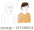 横を向く女性のイラスト素材 107340624
