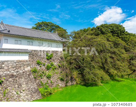 夏の城郭の景色　風情豊かな山形城二ノ丸 107340685
