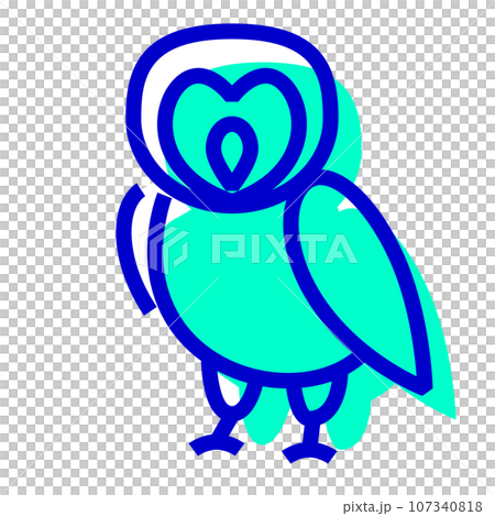 鳥、ふくろうを表す2色スタイルのアイコン 107340818
