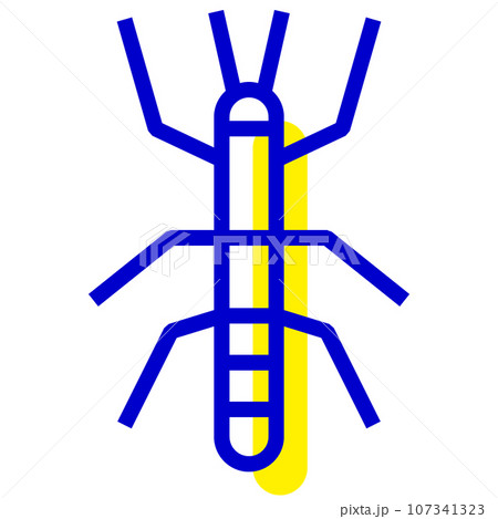 虫、ナナフシを表す2色スタイルのアイコン 107341323