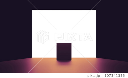 光の壁の前にある黒い箱 107341356