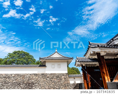 夏の城郭の景色　風情豊かな山形城二ノ丸 107341635