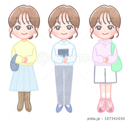 女性の服装のレパートリー　イラストセット 107342030