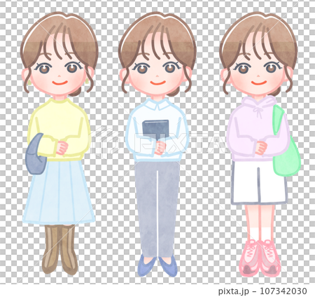 女性の服装のレパートリー　イラストセット 107342030