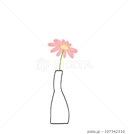 コスモス 一輪挿し 手書きイラスト コスモス 一輪挿し 手書きイラスト 107342310