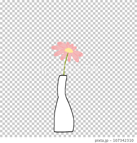 コスモス 一輪挿し 手書きイラスト コスモス 一輪挿し 手書きイラスト 107342310