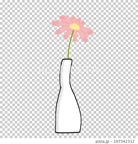 コスモス 一輪挿し 手書きイラスト コスモス 一輪挿し 手書きイラスト 107342312