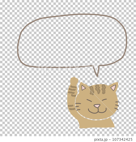 手書き　ネコ　フレーム　 107342425