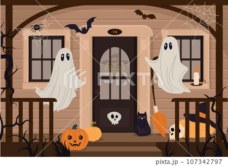 Vector background composition of Halloween figures 107342797