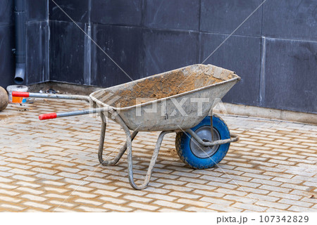 construction metal trolley on a rubber wheel 107342829