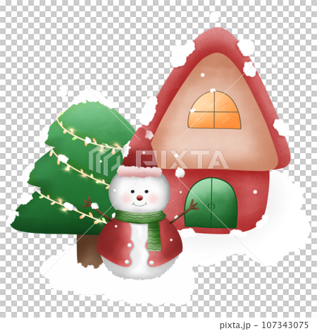 snowman with red scarf snowman with red scarf 107343075