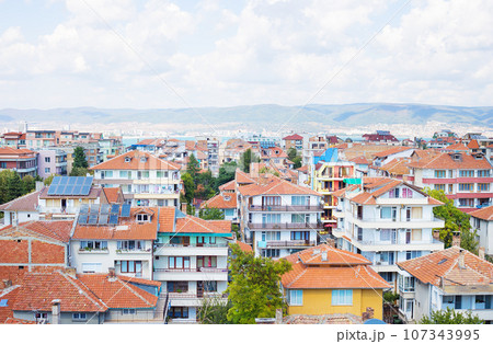 Beautiful roofs of Nessebar, view from above-summer 107343995