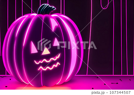 ハロウィン ネオンピンクのカボチャのイラスト素材 [107344507] - PIXTA