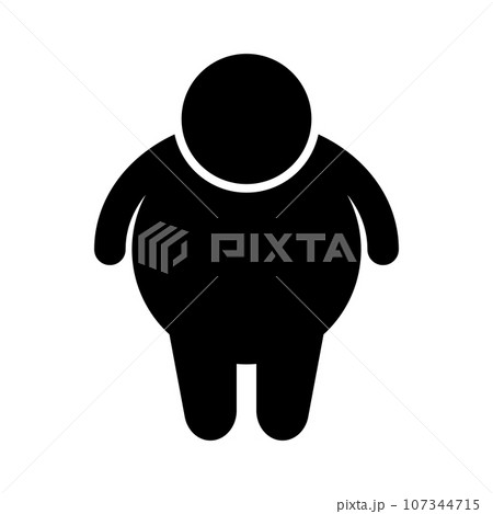 太っている人・肥満体型　シルエット 107344715