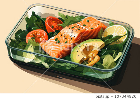 Open lunchbox with homemade food 107344920
