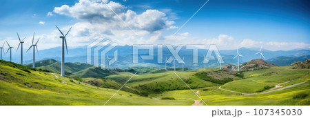 Wind turbines in the mountains 107345030