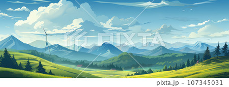 Wind turbines in the mountains 107345031
