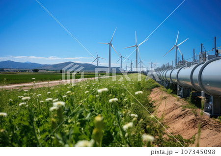 Pipes pumping hydrogen or gas 107345098