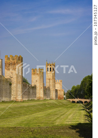 Ancient walls of Montagnana, Padova province, Veneto, Italy 107345127