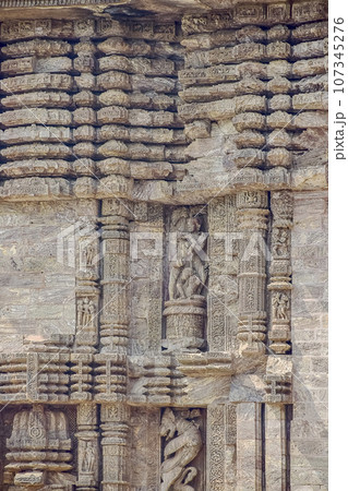 Traveling to the world heritage site Konark temple of Odisa, India, near Puri, 11th February 2020. Traveling to the world heritage site Konark temple of Odisa, India, near Puri, 11th February 2020. 107345276