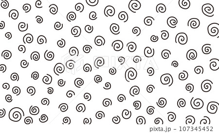 黒い線画のぐるぐる模様　混乱のエフェクト素材　16：9 107345452