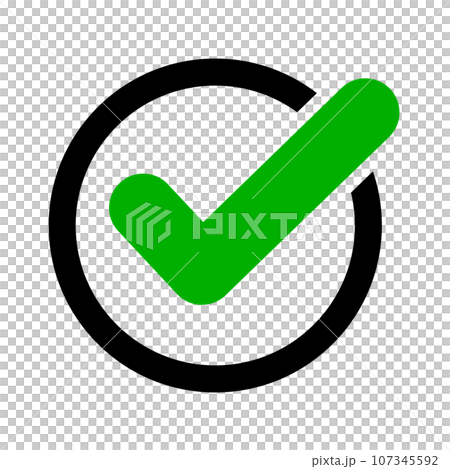 強調された丸いチェックボックス・チェックマーク 強調された丸いチェックボックス・チェックマーク 107345592