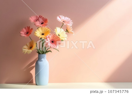 Pastel flowers minimalistic background pastel colours AI generation Pastel flowers minimalistic background pastel colours AI generation 107345776