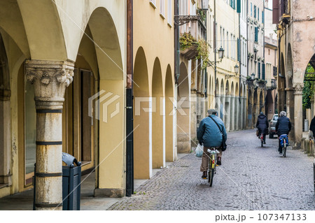 Typical street in Padova, Italy 107347133