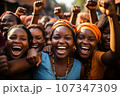 African girls cheering. Generated with AI 107347309