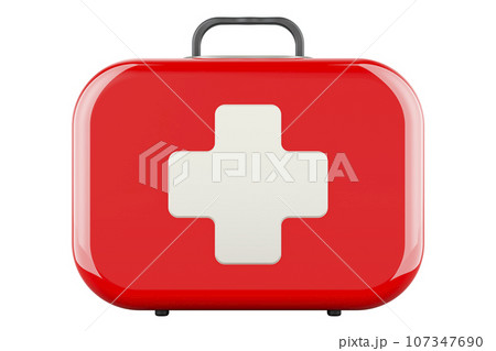 First Aid Kit, front view. 3D renderingのイラスト素材 [107347690] - PIXTA