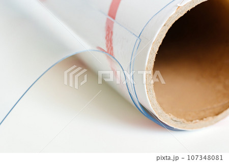 roll of PVC film. polymeric material made of polyvinyl chloride. roll of PVC film. polymeric material made of polyvinyl chloride. 107348081