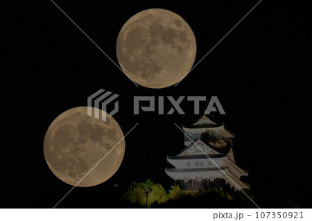 岐阜城と月 107350921