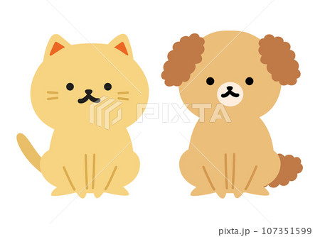犬と猫のシンプルかわいいイラスト 犬と猫のシンプルかわいいイラスト 107351599