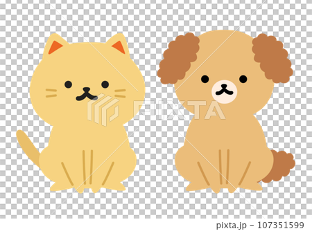 犬と猫のシンプルかわいいイラスト 犬と猫のシンプルかわいいイラスト 107351599