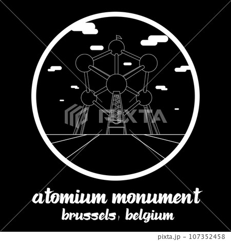 Circle icon line Atomium Monument. vector illustration 107352458