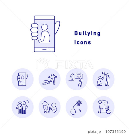 いじめと子供の問題のカラーアイコンセット いじめと子供の問題のカラーアイコンセット 107353190
