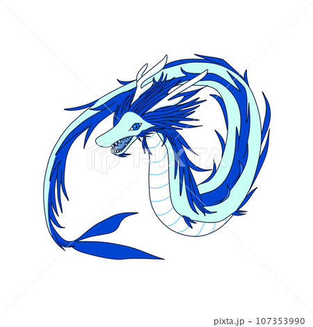 青色の龍（竜）のイラスト素材 [107353990] - PIXTA