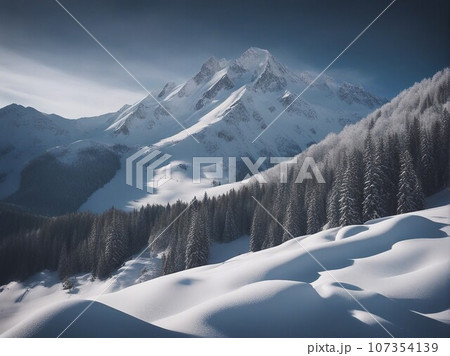 winter mountains in snow winter mountains in snow 107354139