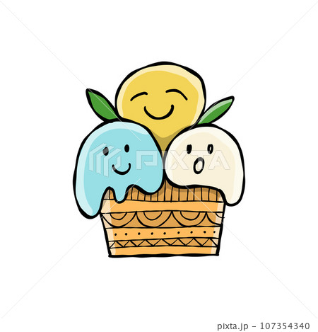 Ice cream character. Kawaii style with black outline. Icon isolated on white Ice cream character. Kawaii style with black outline. Icon isolated on white 107354340