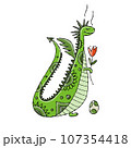 Funny Lady Dragon character with flower, isolated on white. Symbol of Chinese New Year 2024 for your design 107354418