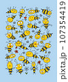 Funny Bees family. Beehive for your design. Vertical print background 107354419